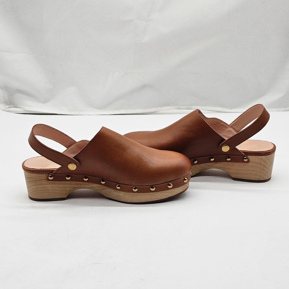 J.Crew Clogs Women Size 8 Brown Good Studded Leather Slingback BA188
